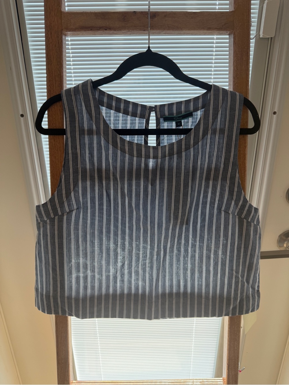 Striped Sleeveless Crop Camisole in Gray and White